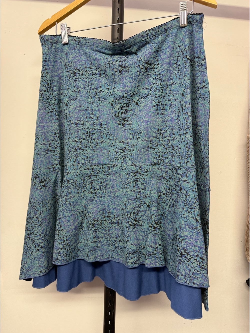 J. Jill Kaleidoscope Print High-Low Midi Skirt Blue Green Petite Large